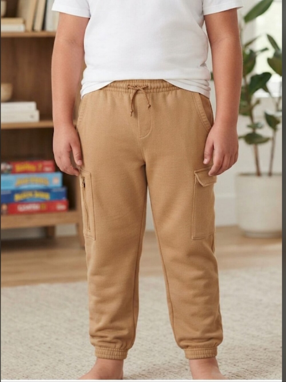 Wonder Nation Boys Knit Multiple Pocket Joggers Brown  Size XL (14-16) Husky